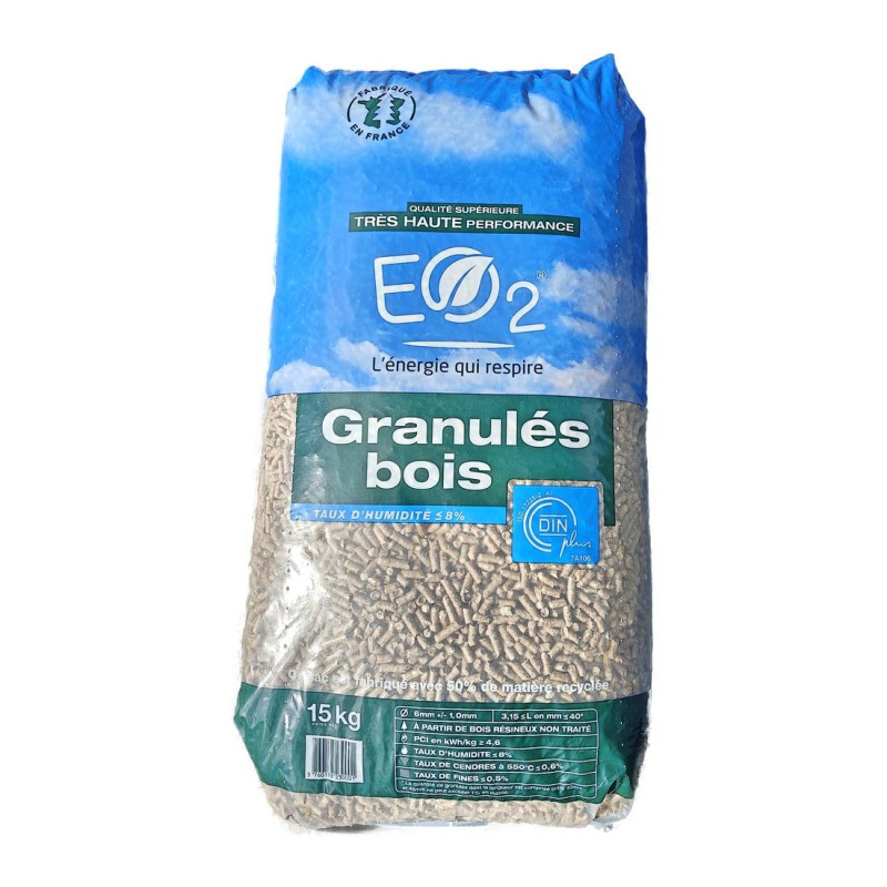 Granulés de bois 100% résineux - EO2 DINplus - SAC 10kg